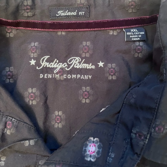 Indigo Palms Distressed Black Long Sleeve Button Down with Floral Print - Picture 4 of 5